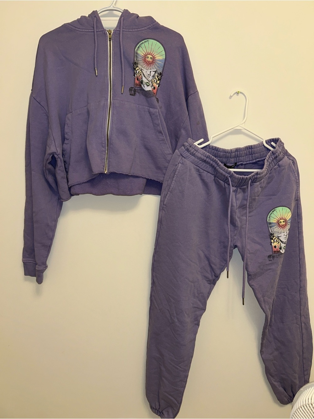 Fashion Nova Lavender Zip Hoodie & Jogger Set